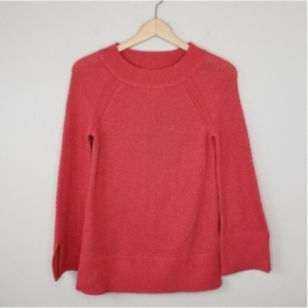 NWT LOFT Rusty Red-Orange Textured Seed Stitch Knit Sweater Size XS 100% Cotton